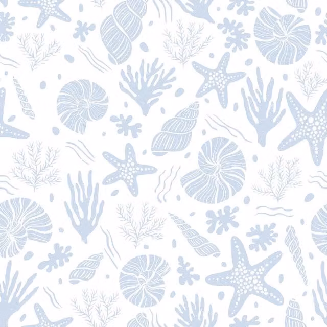 I Love Wallpaper Seastars and Seashells Maritime Wallpaper in Blue