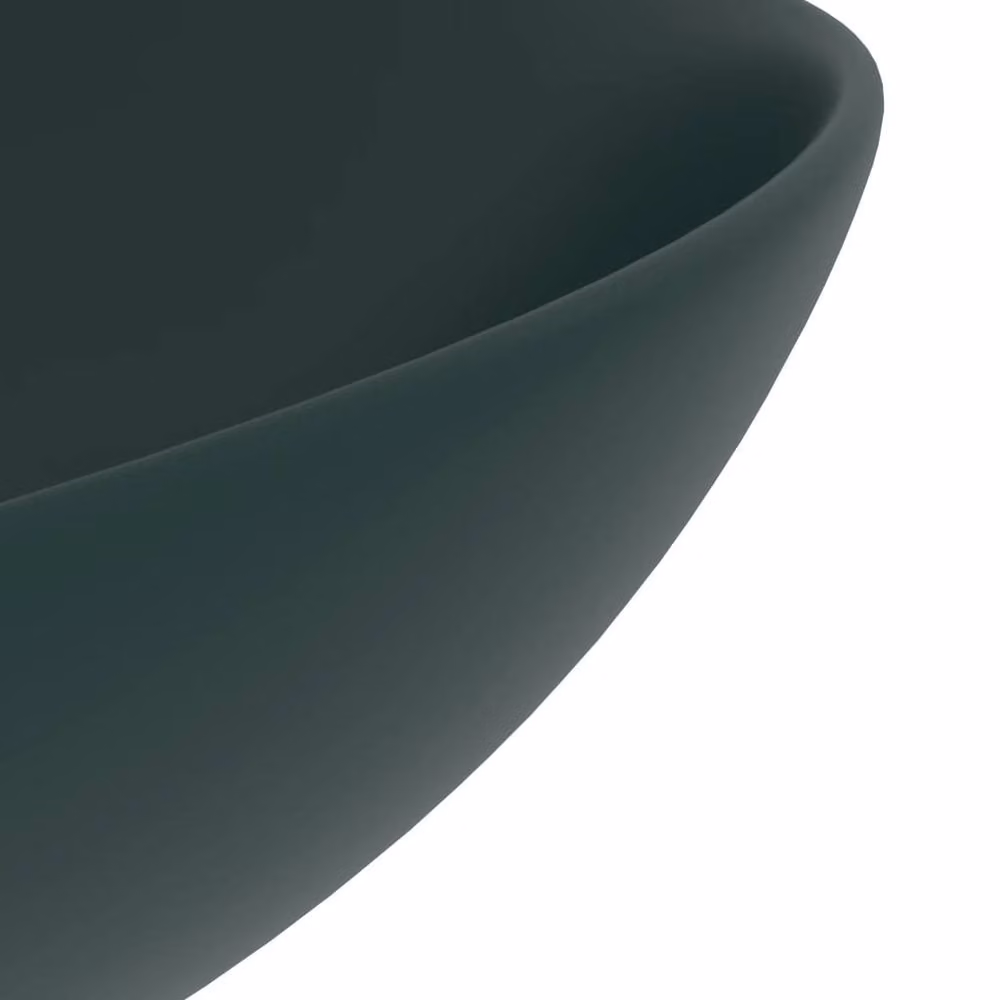 Berkfield Home Round Ceramic Countertop Bathroom Sink in Matt Green, W/D/H: 28 x 28 x 10 cm – 5