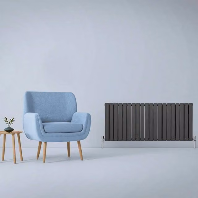 Monstershop Designer Flat Panel Steel Radiator in Anthracite Grey, W: 140 cm, H: 60 cm – 1