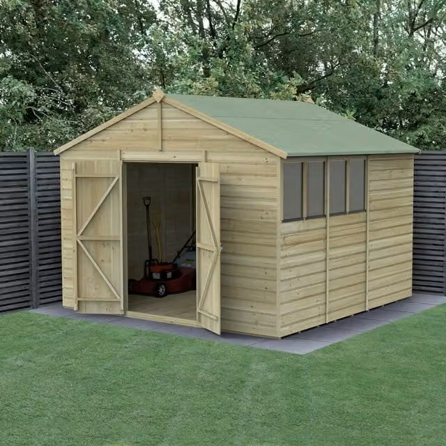 Beckwood Classic Apex Wood Shed with Foundation and Window in Green or Brown
