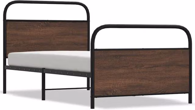Berkfield Home Bed Frame in Brown Oak, W/D/H: 100 x 200 cm – 1