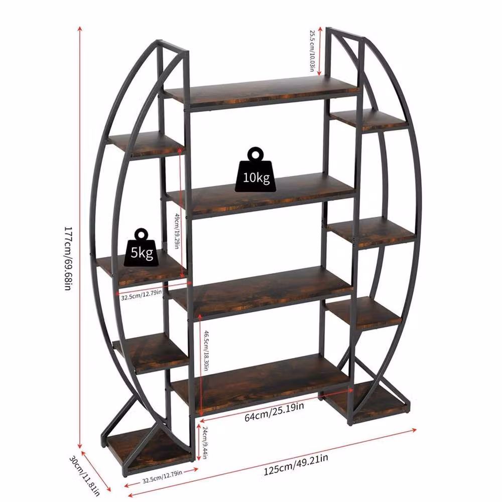EONLION 8 Tier Industrial Metal Plant Stand Shelves in Brown, Height: 100 cm – 2