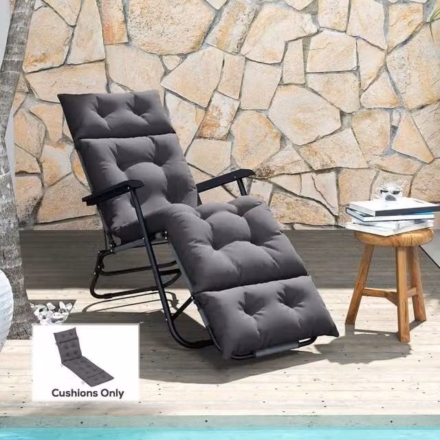 Kelvenix Garden Lounge Chair Cushion, Dark Grey, W: 190 cm, D: 100 cm