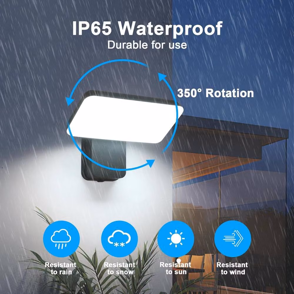 COMELY 16W LED Outdoor Wall Light in Black, Modern Adjustable Rotatable Accent Lamp for Garden, Terrace and Balcony – 3