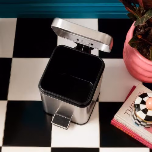 Harbour Housewares Pack of 2 Square Stainless Steel Pedal Bins, 3L, Silver – 6