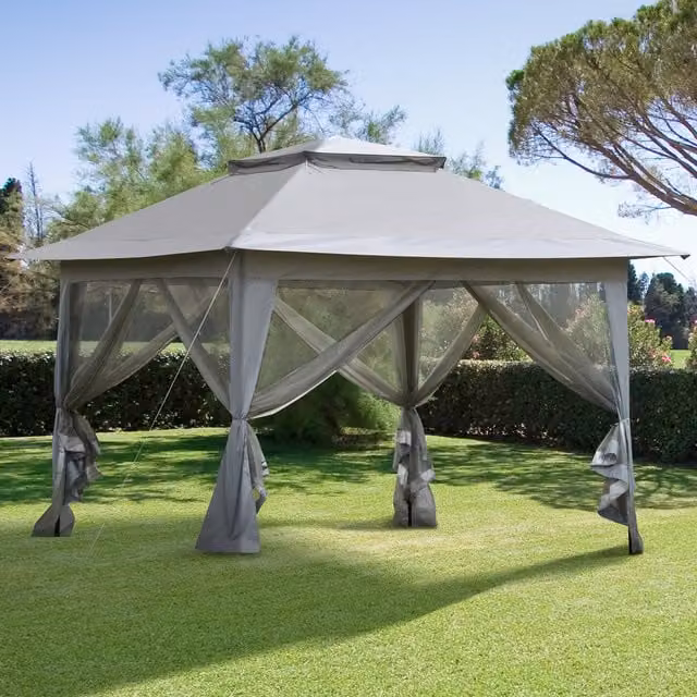 Outsunny Pop-up Tent Gazebo Shelter with Steel Frame, Grey, W: 360 cm, D: 360 cm, H: 298 cm