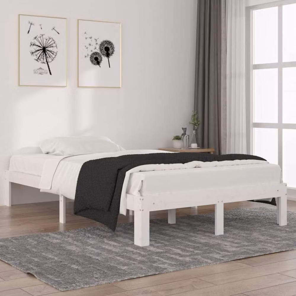 Berkfield Home Beautiful White Solid Wood Pine Bed Frame, W/D/H: 120 x 200 cm – 2