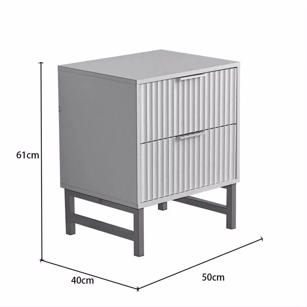 KOSY KOALA Modern White Bedside Table with 2 Drawers and Gold Metal Legs, W: 40.0 cm, D: 40.0 cm, H: 63.5 cm – 3