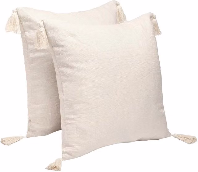 Dreamscene Tassel Cushion Covers in Yellow, W/D/H: 45.72 x 45.72 x 45.72 cm