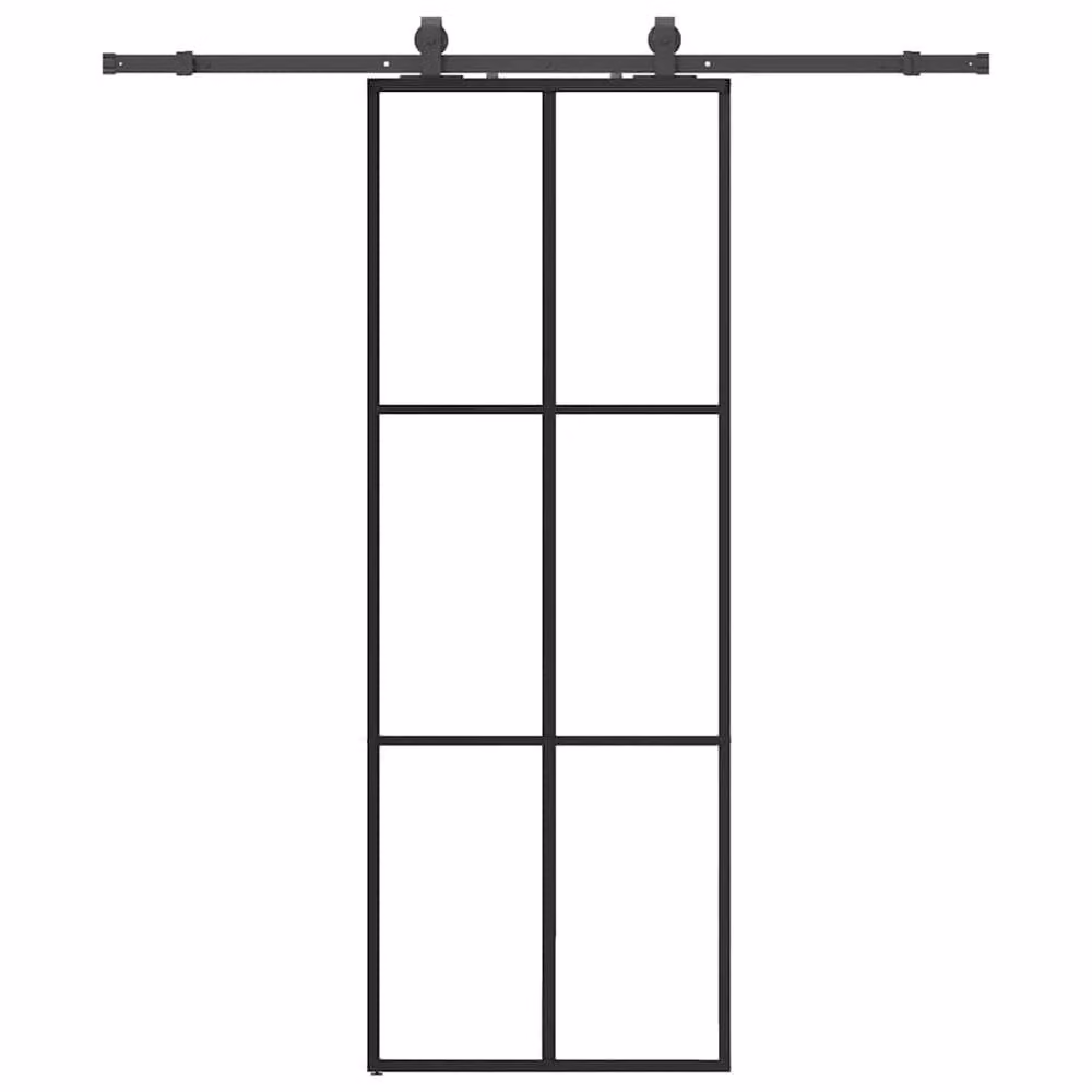 Berkfield Home Sliding Glass Door with Hardware Set, Black, W: 76 cm, H: 205 cm – 2