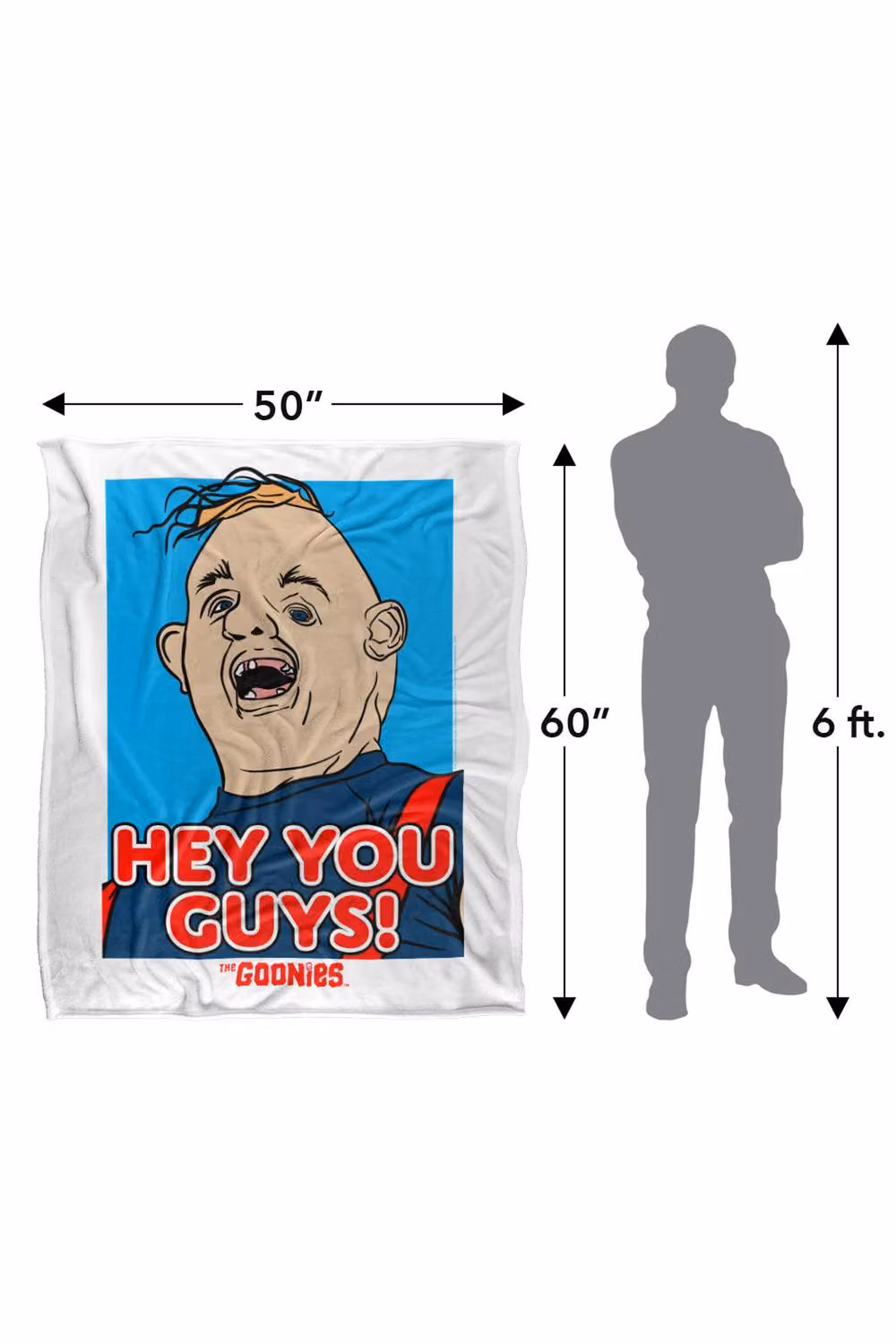 Warner Bros. The Goonies Sloth Hey You Guys Super Soft Fluffy Polyester Throw Blanket in Blue and Multicolour, Large – 2
