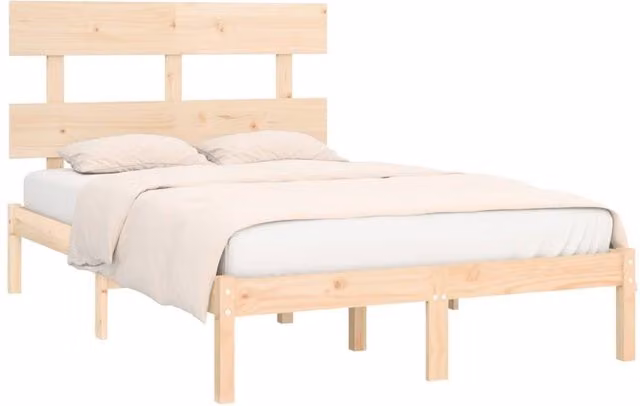 Berkfield Home Beautiful Small Double Bed Frame in Brown Solid Pine Wood, W/D/H: 120 x 200 cm – 1