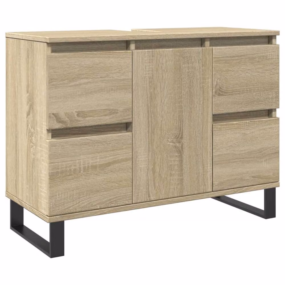 Berkfield Home Sonoma Oak Bathroom Cabinet in Brown, W/D/H: 80 x 33 x 60 cm – 2