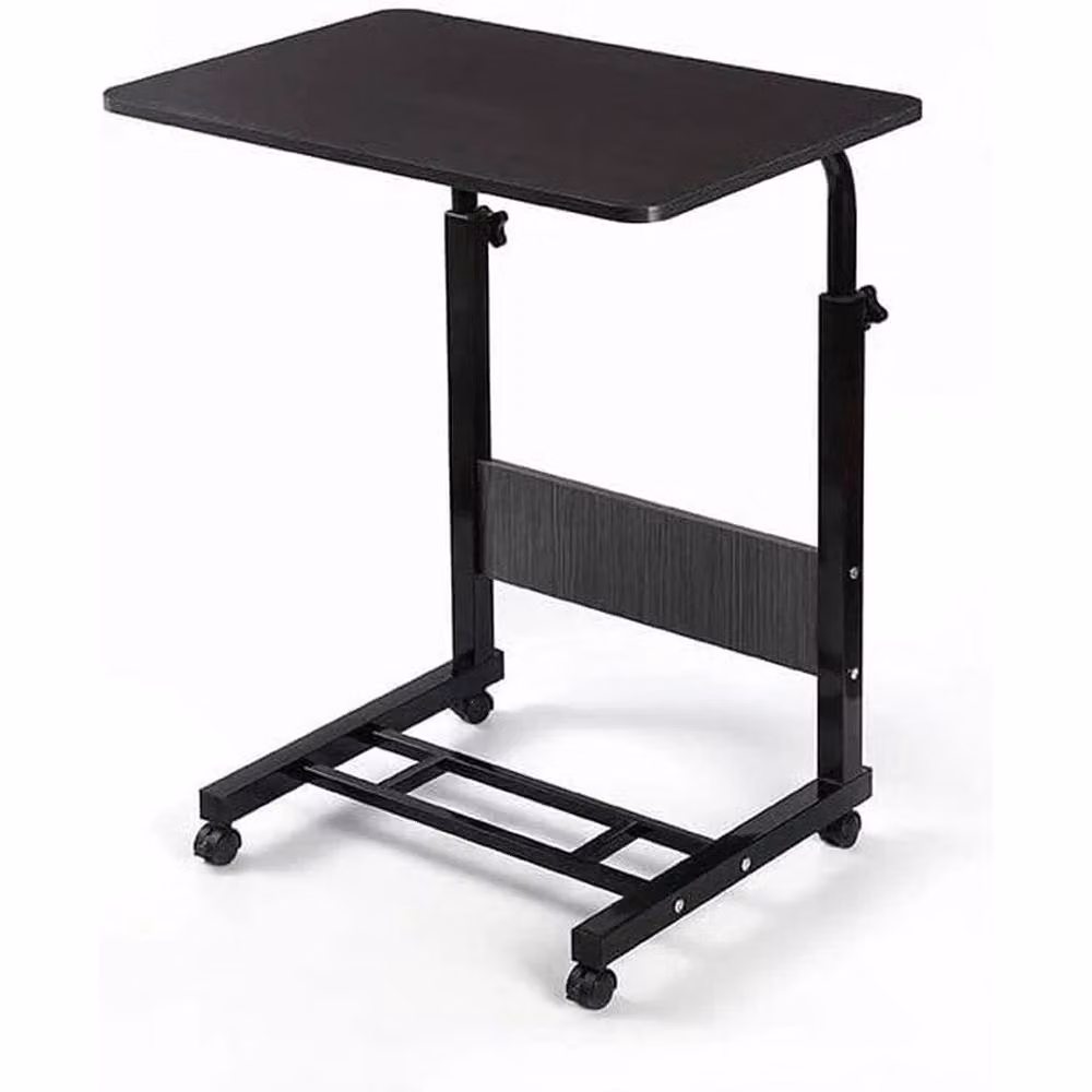 FORGEVIO Mobile Laptop Cart with Wheels, Black Writing Desk with Black Metal Frame – 2