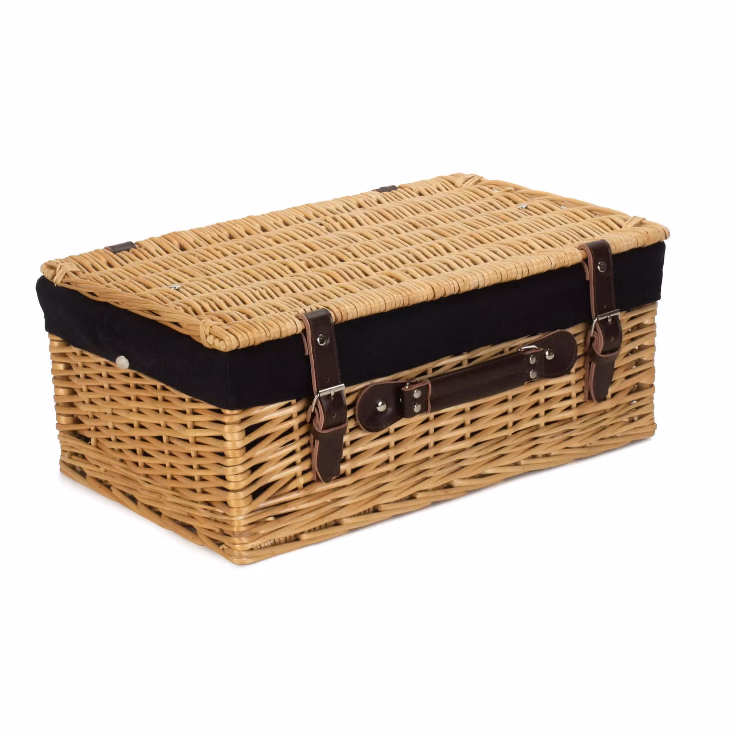 Red Wicker Picnic Basket Hamper with Black Cotton Lining, 45 cm – 2