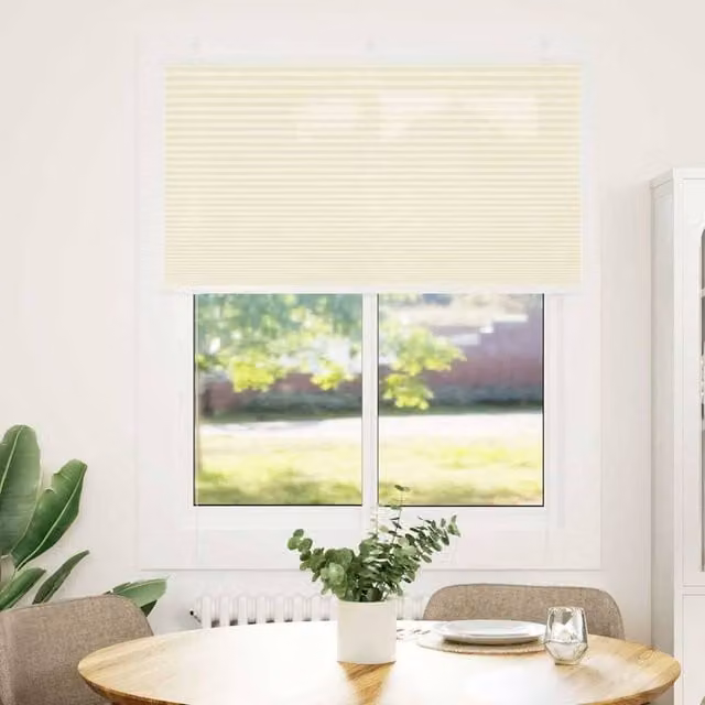 Berkfield Home Single Pleat Corded Blind in Beige Polyester, W: 110 cm, H: 100 cm