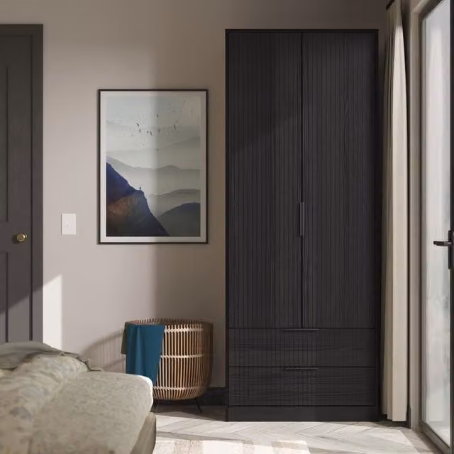 Ready Assembled 2 U Menai Black 2 Door 2 Drawer Wardrobe – 1