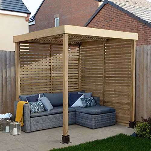 Forest Garden Modular Pergola with 2 Side Panel Pack in Brown Wood, W/D/H: 219 x 204.5 x 197 cm – 2