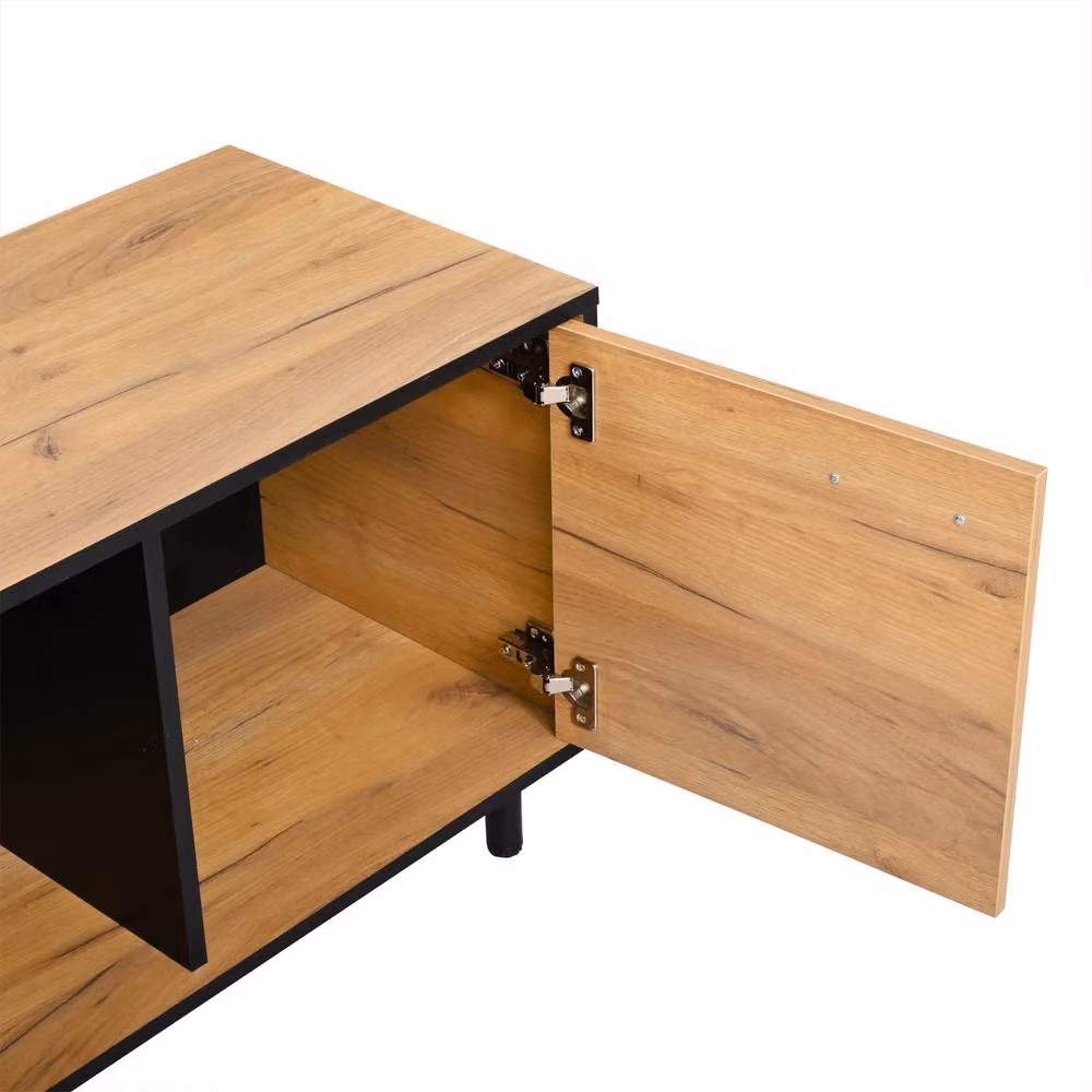 ModernLuxe Industrial Style TV Cabinet with Drawer and Storage Doors, Brown, Black and Multicolour, W/D/H: 180.0 x 38.5 x 50.0 cm – 6