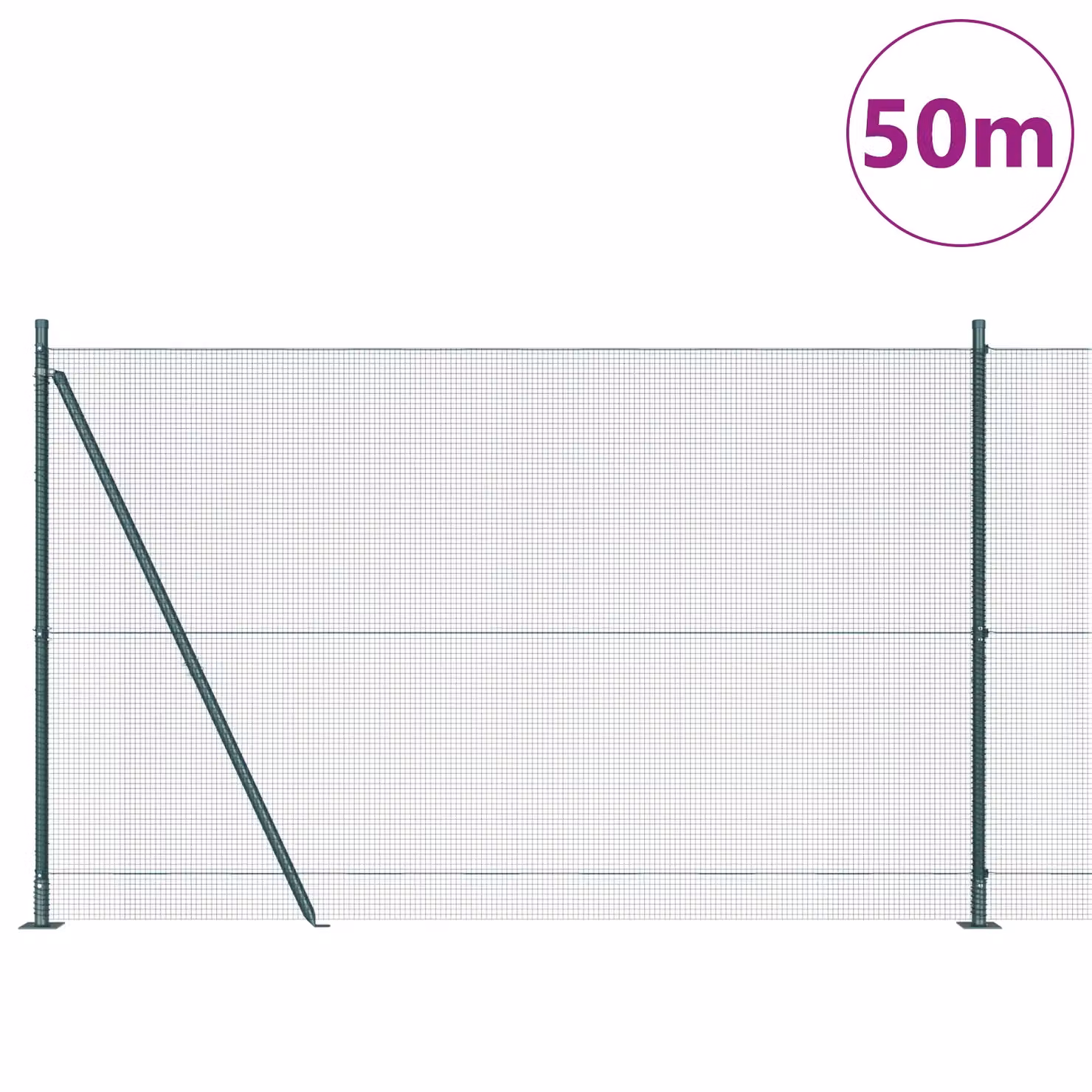 Berkfield Home Green Powder-Coated Steel Welded Wire Fence with 13 Flanged Posts – 2