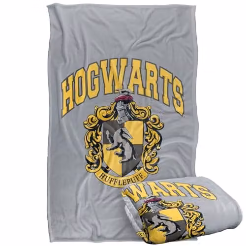 Warner Bros. Harry Potter Hogwarts Hufflepuff Super Soft Silky Touch Fleece Throw Blanket, Multicolour, W: 91.44 cm x D: 147 cm