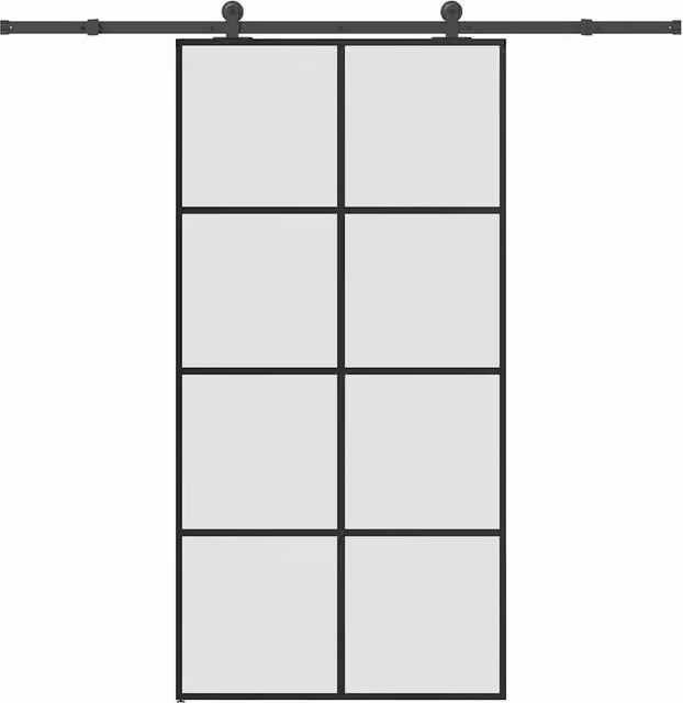 Berkfield Home Modern Sliding Door with Hardware Set in Black, ESG Glass and Aluminium, W: 102.5 cm, H: 205 cm