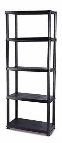 Addis 5 Tier Plastic Freestanding Storage Shelving Unit, Black, H 170 x W 71 x D 38 cm – 1