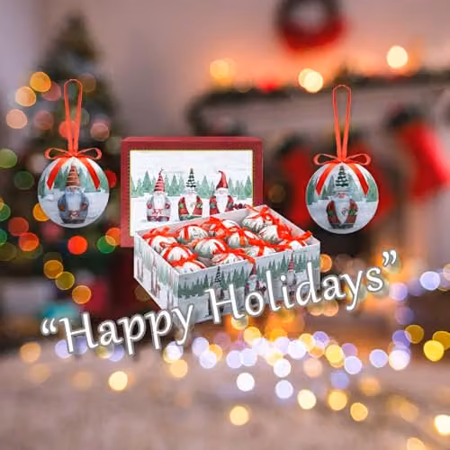 VFM e-Store 12 Piece Santa Gonk Christmas Bauble Set in Red and Multicolour – 4