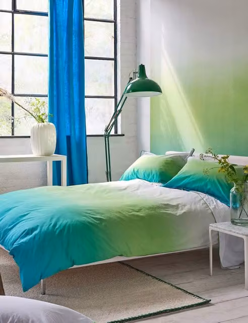 Designers Guild Pure Cotton Percale Ombre Pillowcase Set in Green Mix