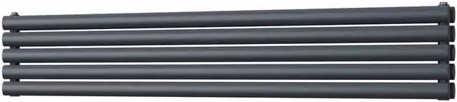 UK Radiators Omeara Axis Anthracite Elliptical Tube Horizontal Designer Double Panel Radiator W: 160 cm, H: 29 cm