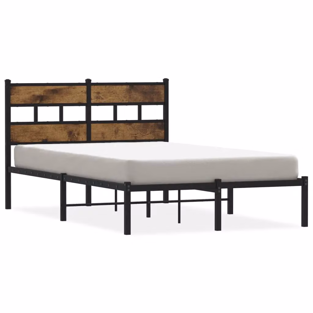 Berkfield Home Metal Bed Frame in Smoked Oak Brown, W/D/H: 120 x 190 cm Small Double – 2