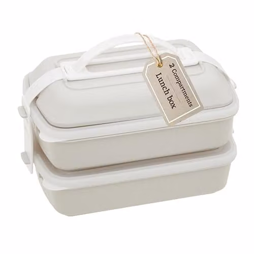 Premier Housewares Grey and White Plastic Lunch Box with Cutlery and Dividers, W: 26 cm, D: 19 cm, H: 16 cm – 1