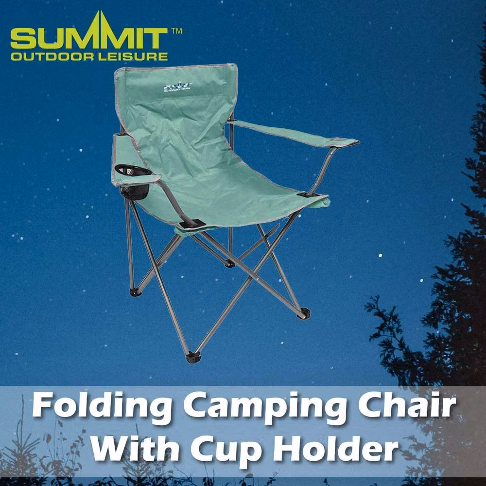 VFM e-Store Folding Camping Chair with Cup Holder and Carry Bag, Green, H 81 cm x W 51 cm x D 51 cm – 3