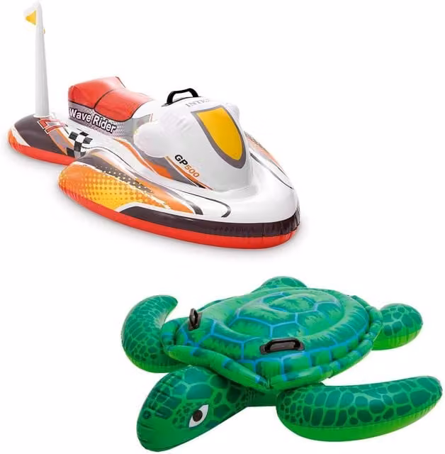 Intex Wave Rider and Sea Turtle Swimming Pool Ride-On, Multicoloured