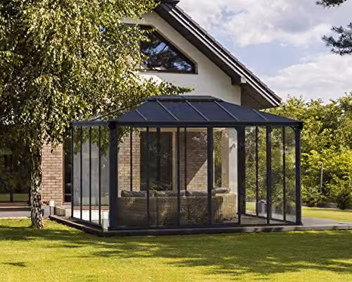 Palram Ledro 4300 Enclosed Garden Gazebo in Grey with Polycarbonate Roof, W/D/H: 295.5 x 430 x 274.5 cm – 2