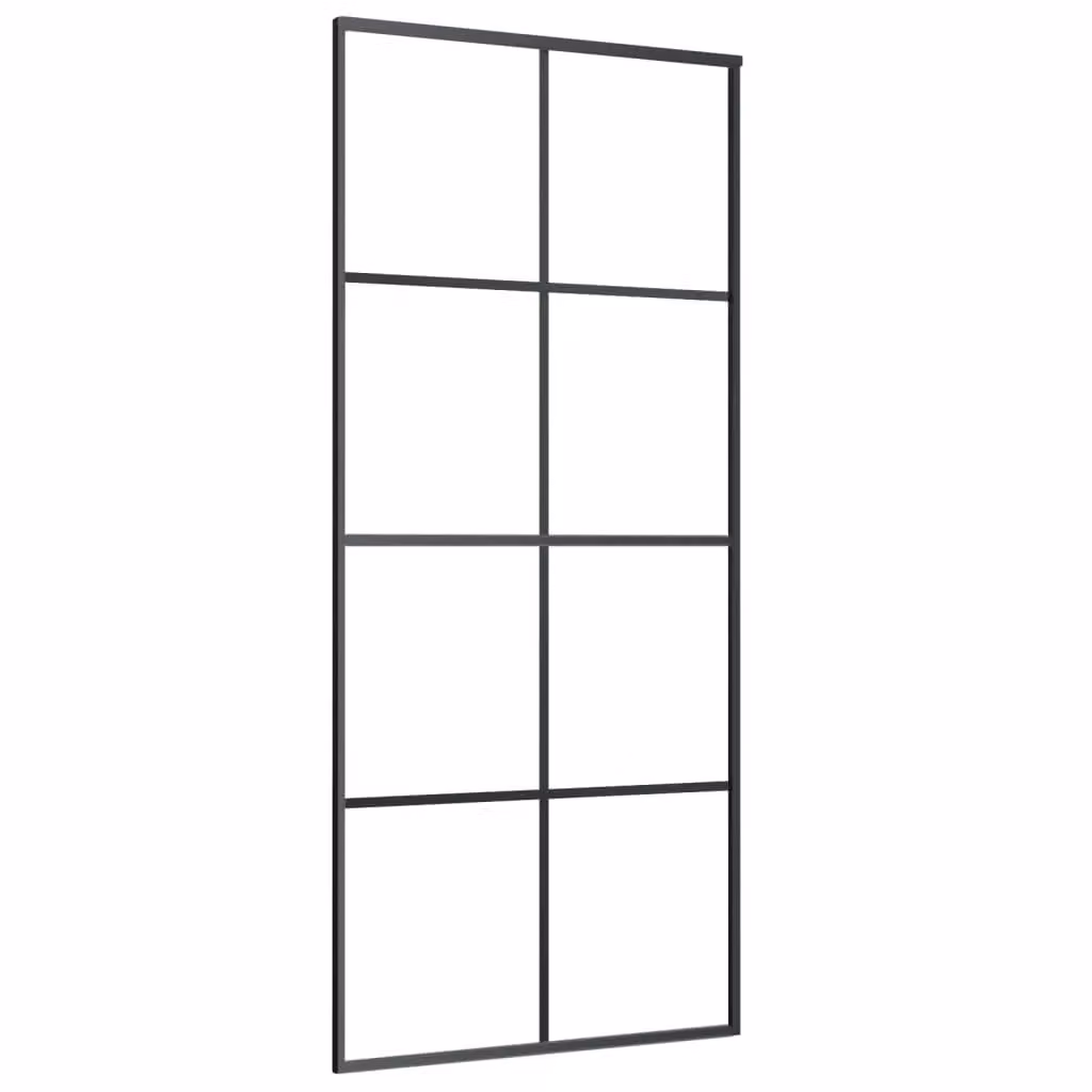 Berkfield Home Black Aluminium and Glass Sliding Door W: 90 cm, H: 205 cm – 2