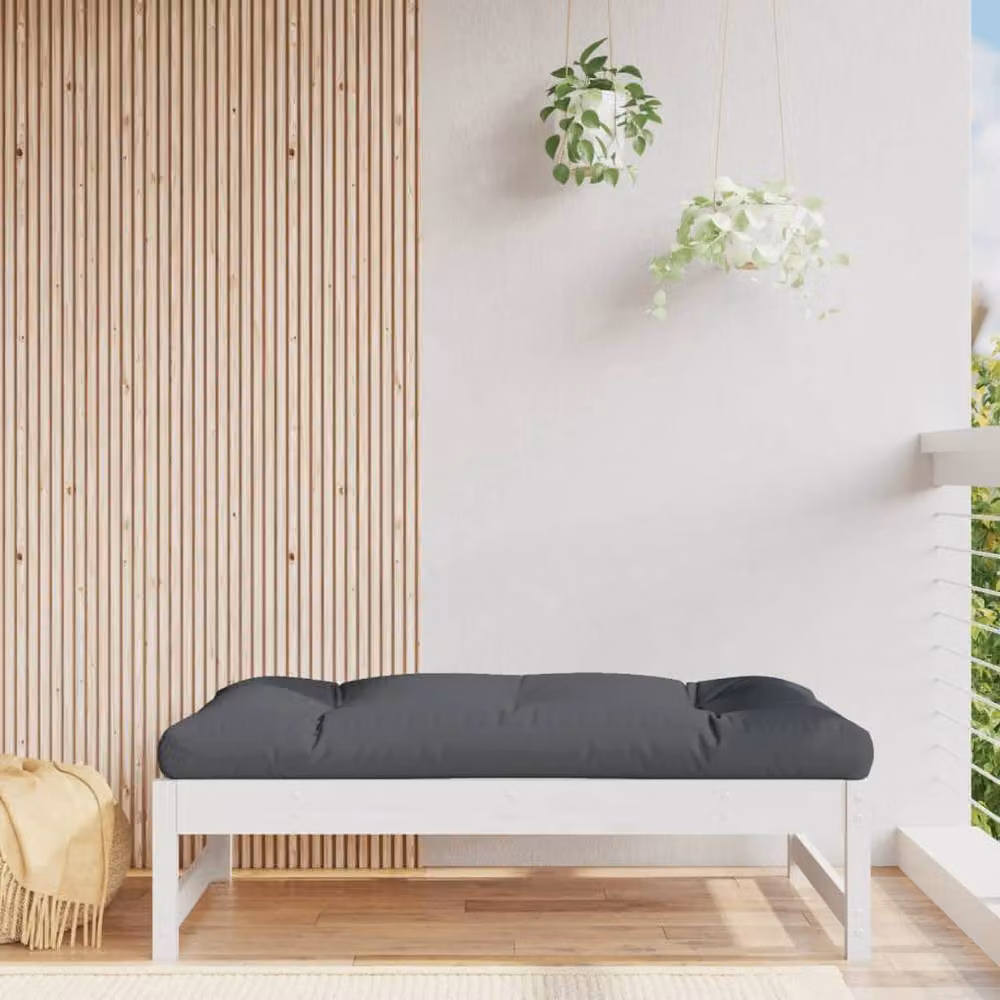 Berkfield Home Beautiful Garden Footstool in White Solid Pine Wood W/D/H: 120 x 80 x 30 cm – 1