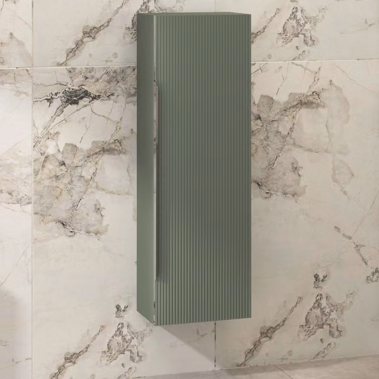 Royal Bathrooms Evora Wall Hung Tall Unit, Sage Green, W/D/H: 40 x 40 x 120 cm