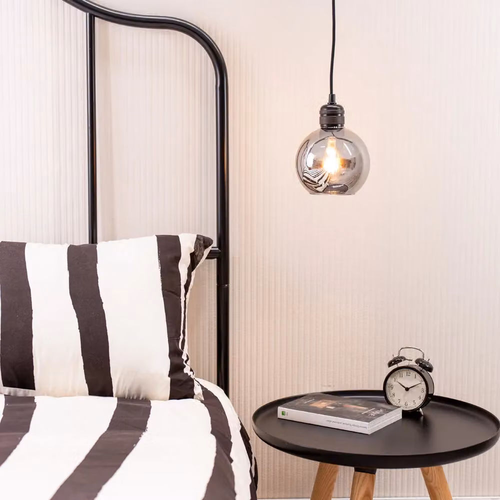 ValueLights Bellamy Easy Fit Smoke Grey Glass Shade in Metallics, Diameter: 15 cm – 2