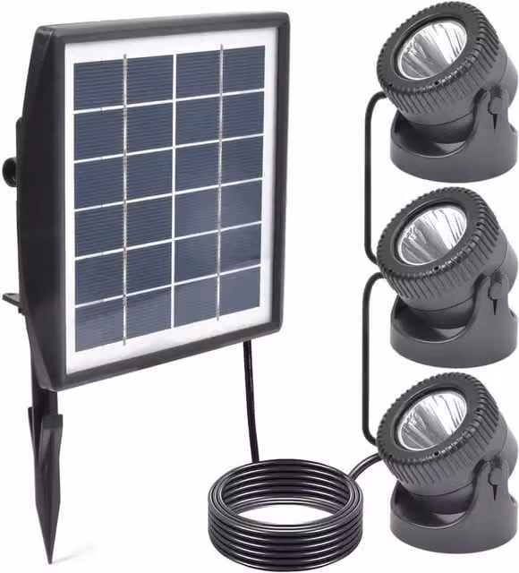 NESTLUNE Solar Powered RGB LED Submersible Pond Lights in Black – 1