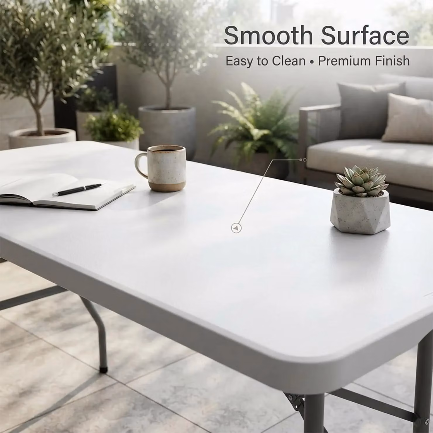 Alivio Heavy Duty Folding Trestle Table in White, W/D/H: 180 x 70 x 74 cm – 3