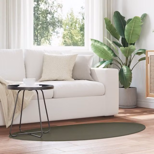 Berkfield Home HUARTE Oval Rug, Forest Green, W: 80 cm x L: 150 cm, Washable Short Pile Polyester