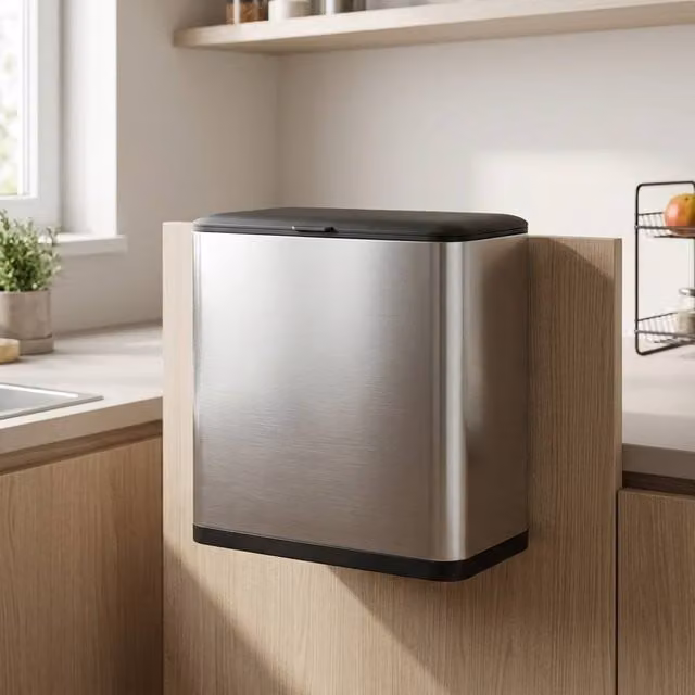 STILVORA 8L Silver Stainless Steel Touch Rubbish Bin with Lid and Removable Inner Bucket