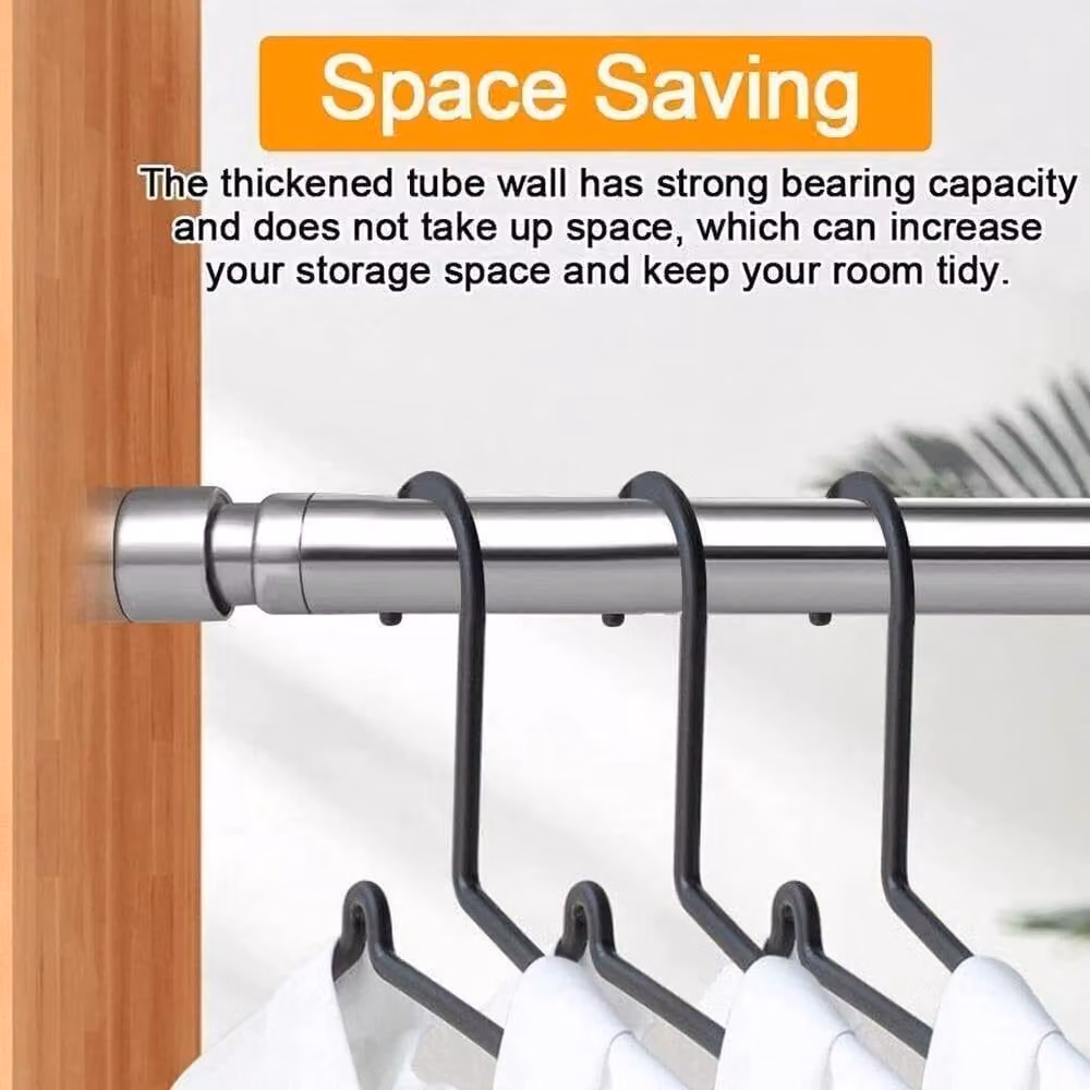 NESTLUNE Extendable Stainless Steel Wardrobe Rail in Silver, Width: 69-120 cm – 3