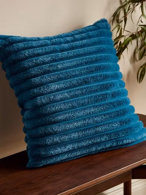 Catherine Lansfield Velvet Square Cushion in Petrol Blue, W/D/H: 45 x 45 x 45 cm – 1