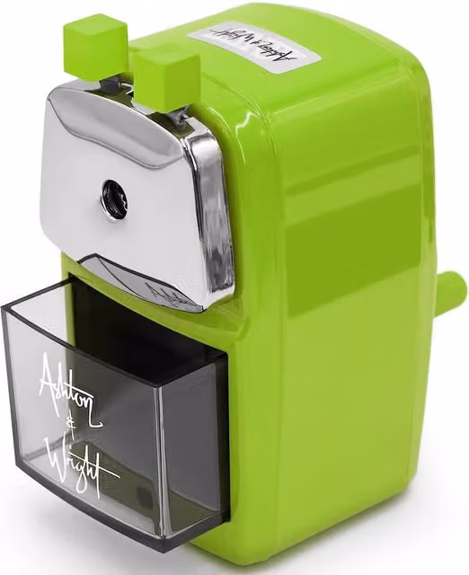 Ashton and Wright Mechanical Table Crank Desktop Pencil Sharpener in Green