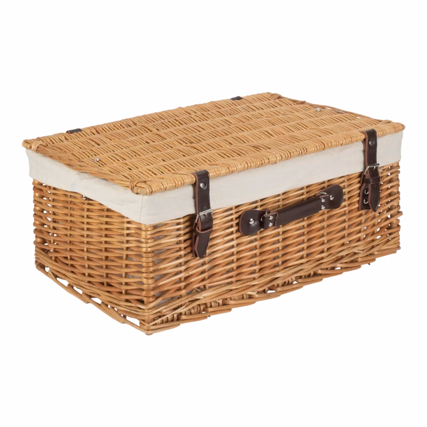 Red Wicker Picnic Basket Hamper with White Cotton Lining – 2