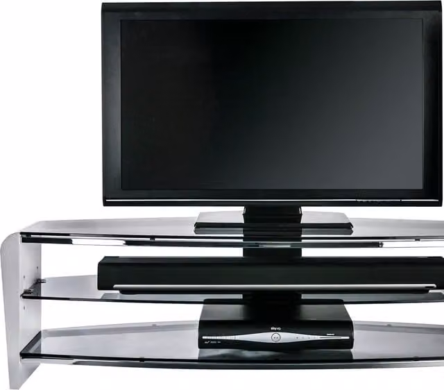 Alphason Francium 3 Shelf TV Stand in White with Smoked Glass, Width: 140 cm