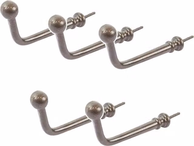 Hammer and Tongs Grey Iron Flat Top Screw Hook, Pack of 5, W20mm x H60mm