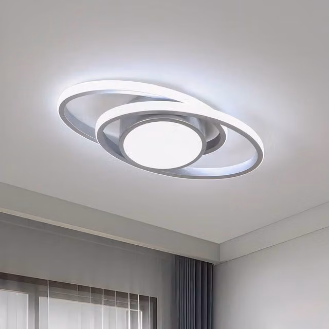 Goeco LED Ceiling Light, Flat White Planets Modern Surface Mount Design in Silver with 39 W and 6500 K Cool White Light – 1